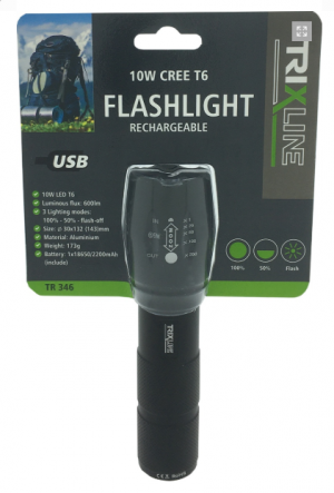 Ručné svietidlo Trixline Flashlight nabíjateľné TR346